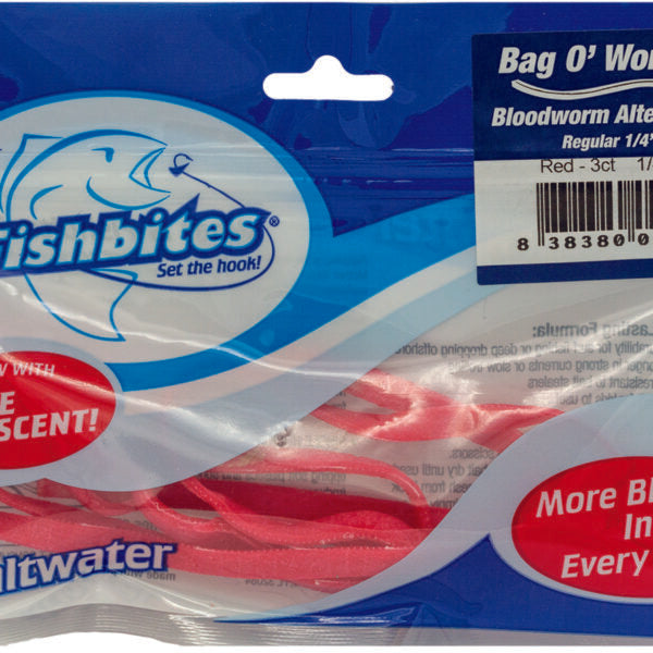 Fish Bites Bag O'  Worms Red 1/4" by 12"