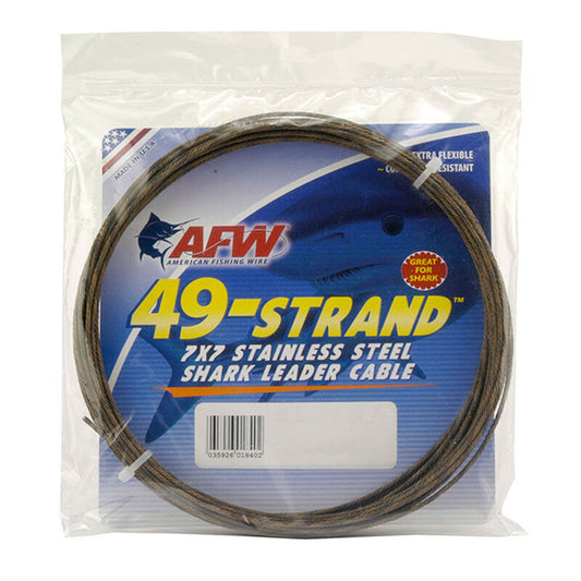 AFW 49-Strand Stainless Shark Leader Cable 175lb 30ft - Brown