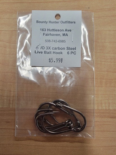 Bounty Hunter Outfitters Carbon Steel Live Bait Hooks 6/0 - 6ct