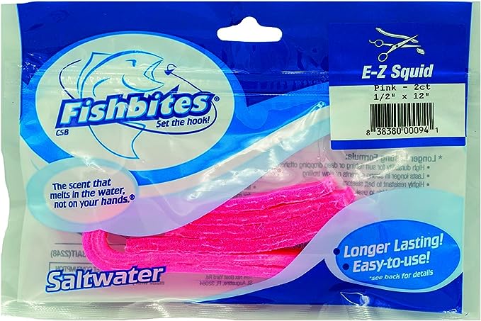 Fish Bites EZ Squid 1/2" x 12" - Pink - 2ct