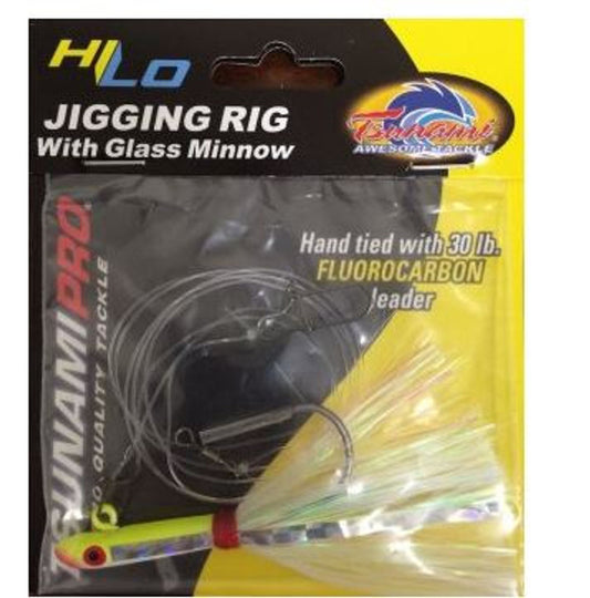 Tsunami Pro Hi/Lo Jigging Rig w/ Glass Minnow - Chartreuse/Yellow