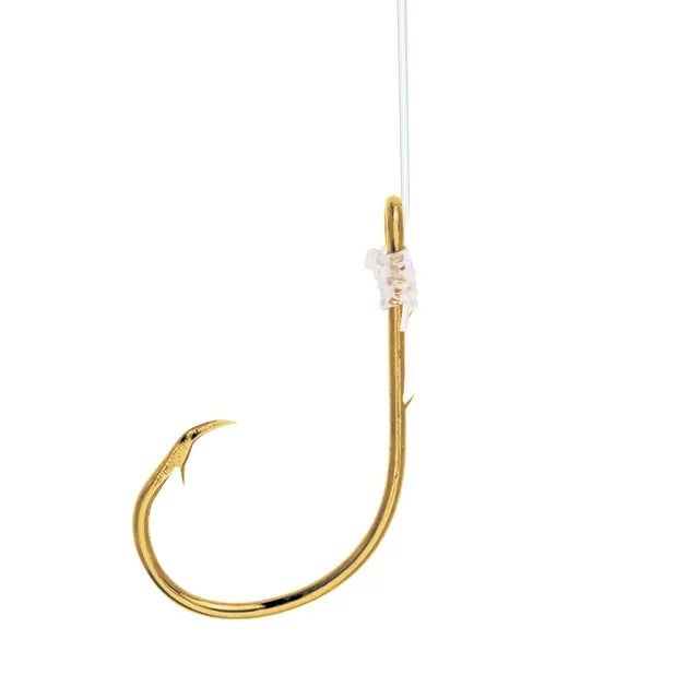 Eagle Claw Lazer Sharp 7/0 Snelled Inline Circle Hook Gold