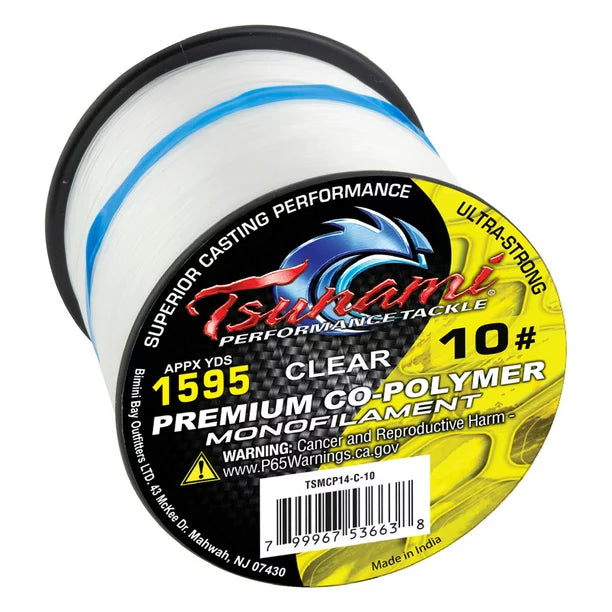 Tsunami Premium Monofilament 10lb - Clear - 1595yd