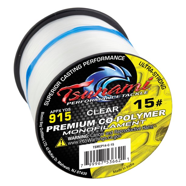 Tsunami Premium Monofilament 15lb - Clear - 915yd