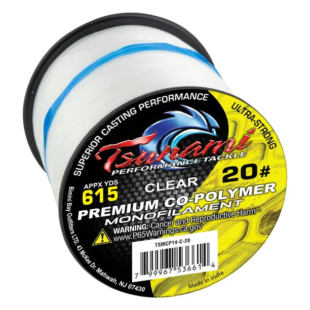 Tsunami Premium Monofilament 20lb - Clear - 615yd