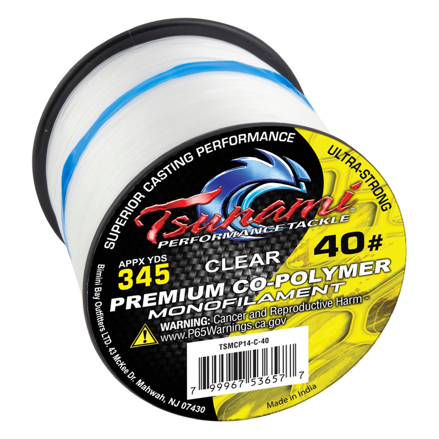 Tsunami Premium Monofilament 40lb - Clear - 345yd