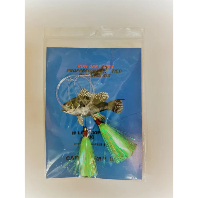 Run Off Lures Pro Seabass Hi/Lo Rig - Green Mylar