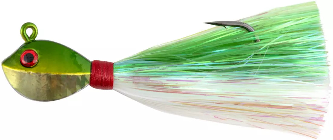 Tsunami Fluke Mania Mylar Jig 3oz - Chartreuse/White