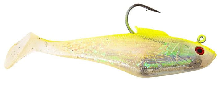 Tsunami Holographic Swim Shad 4" Heavy - Limetreuse - 3pk